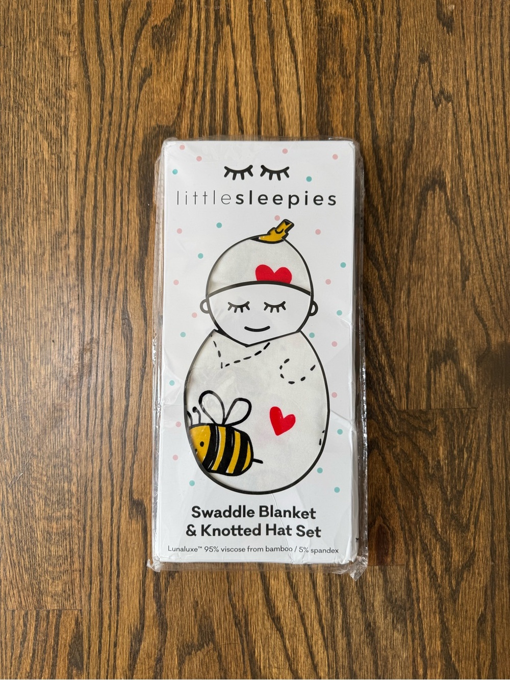 Little Sleepies Bee Mine Swaddle & Knotted Hat Set